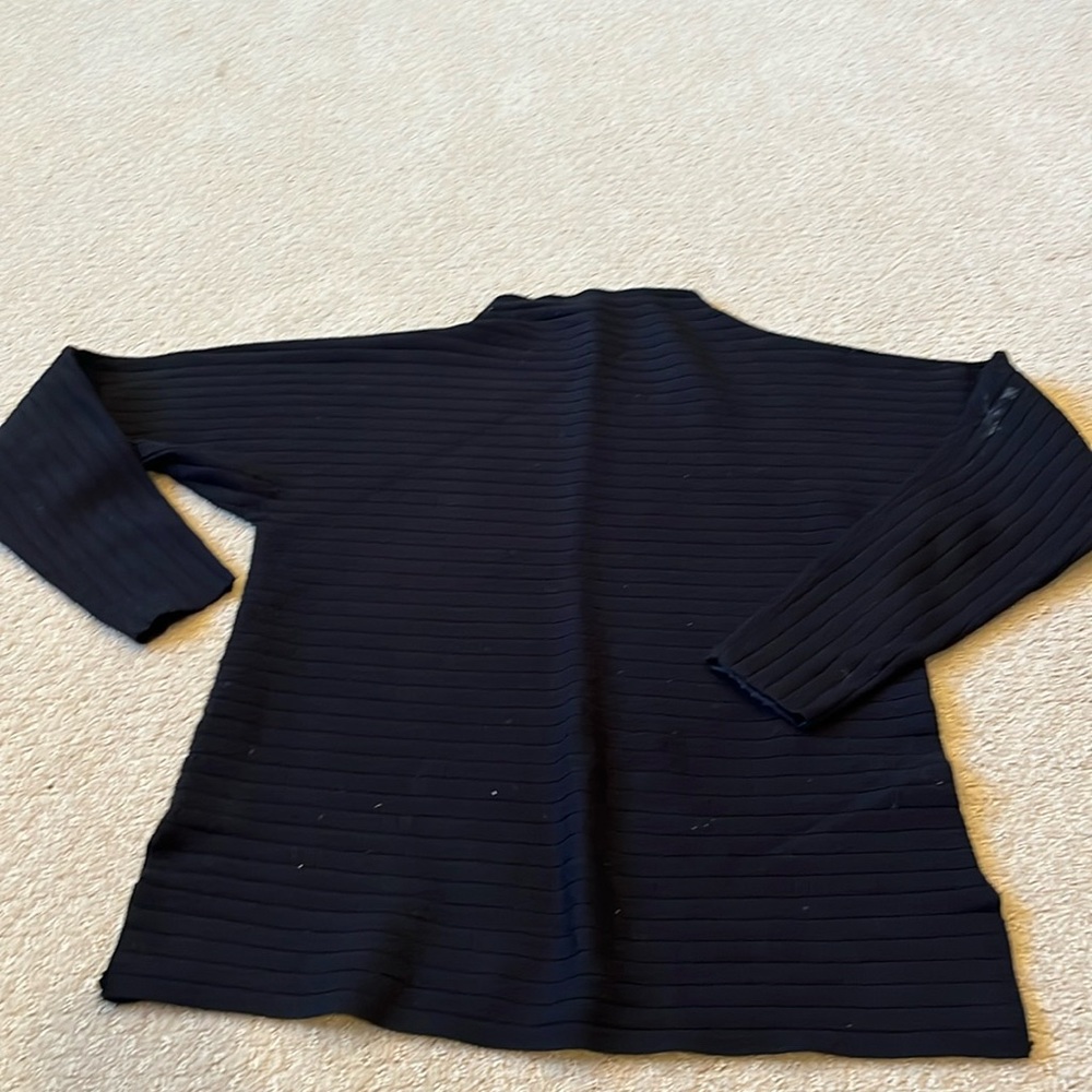 Banana republic size petite, small, black, wide, ribbed, slightly funnel neck